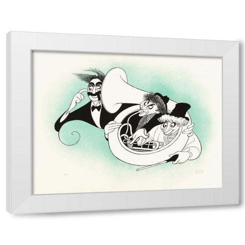 Marx Brothers - Cartoon - Tuba White Modern Wood Framed Art Print by Hollywood Photo Archive