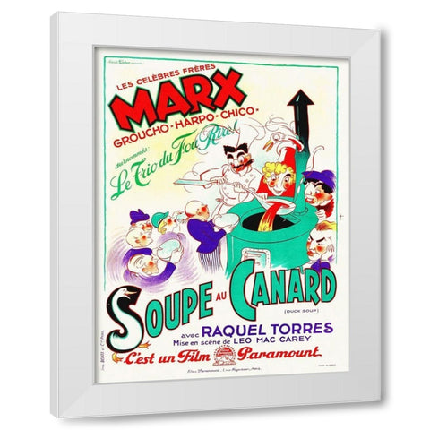 Marx Brothers - French - Duck Soup 01 White Modern Wood Framed Art Print by Hollywood Photo Archive