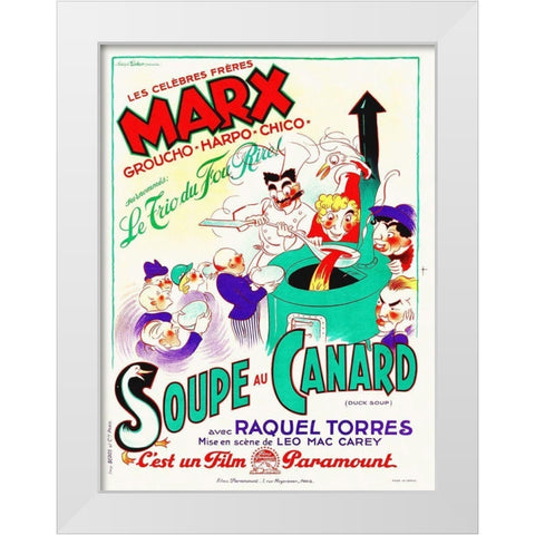 Marx Brothers - French - Duck Soup 01 White Modern Wood Framed Art Print by Hollywood Photo Archive