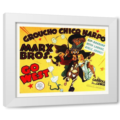 Marx Brothers - Go West 02 White Modern Wood Framed Art Print by Hollywood Photo Archive