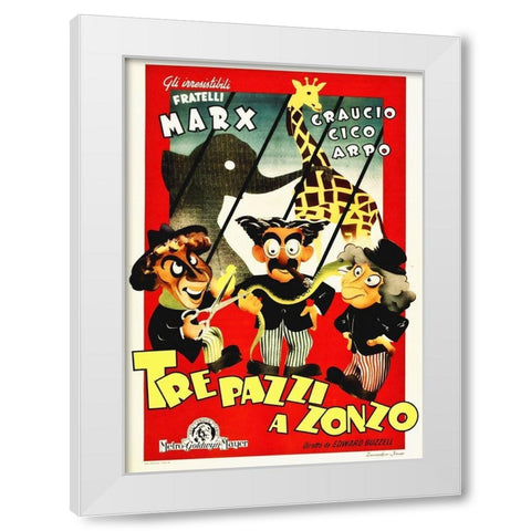 Marx Brothers - Italian - At the Circus 01 White Modern Wood Framed Art Print by Hollywood Photo Archive