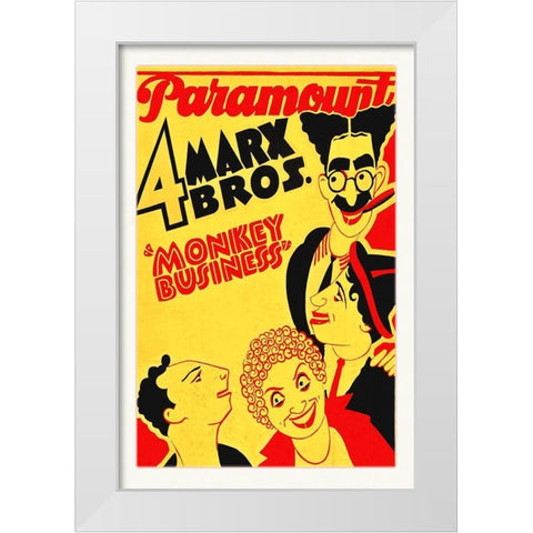 Marx Brothers - Monkey Business 01 White Modern Wood Framed Art Print by Hollywood Photo Archive