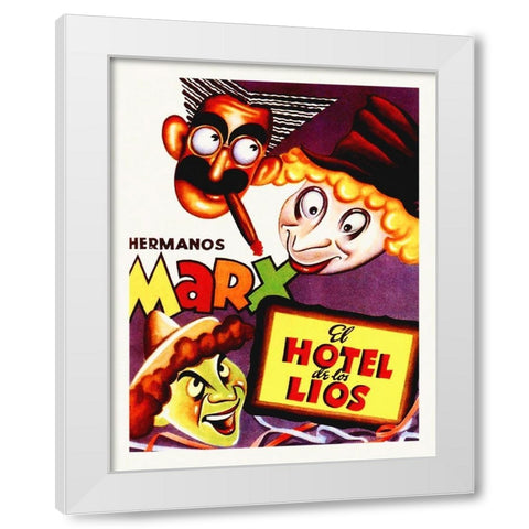 Marx Brothers - Spanish - Room Service 01 White Modern Wood Framed Art Print by Hollywood Photo Archive
