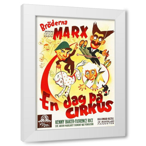 Marx Brothers - Swedish - At the Circus 01 White Modern Wood Framed Art Print by Hollywood Photo Archive