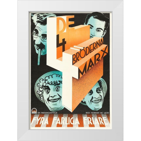Marx Brothers - Swedish - Horse Feathers 01 White Modern Wood Framed Art Print by Hollywood Photo Archive