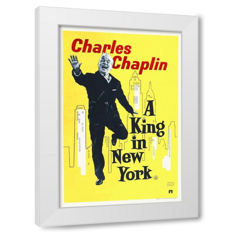 Charlie Chaplin - A King in New York, 1957 White Modern Wood Framed Art Print by Hollywood Photo Archive