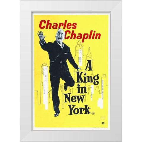 Charlie Chaplin - A King in New York, 1957 White Modern Wood Framed Art Print by Hollywood Photo Archive