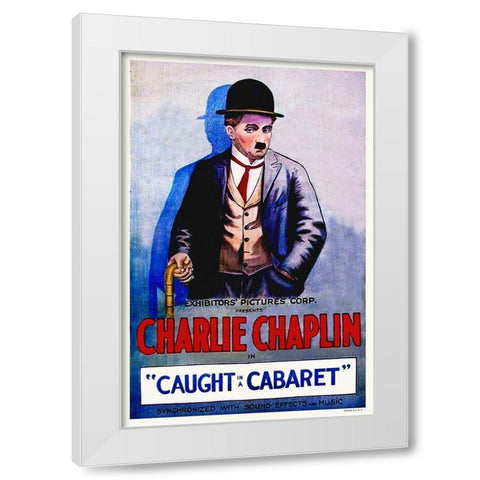 Charlie Chaplin - Caught in a Cabaret, 1914 White Modern Wood Framed Art Print by Hollywood Photo Archive