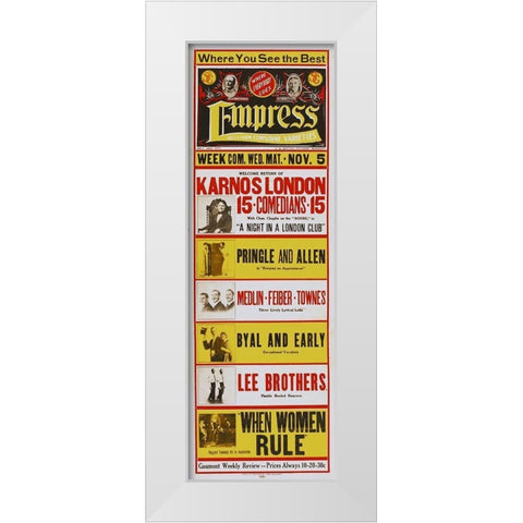 Charlie Chaplin - Early Vaudville at The Empress White Modern Wood Framed Art Print by Hollywood Photo Archive