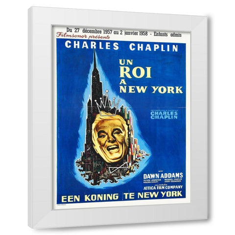 Charlie Chaplin - French - A King in New York, 1957 White Modern Wood Framed Art Print by Hollywood Photo Archive