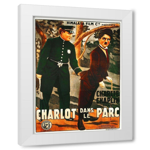 Charlie Chaplin - French - In the Park, 1916 White Modern Wood Framed Art Print by Hollywood Photo Archive