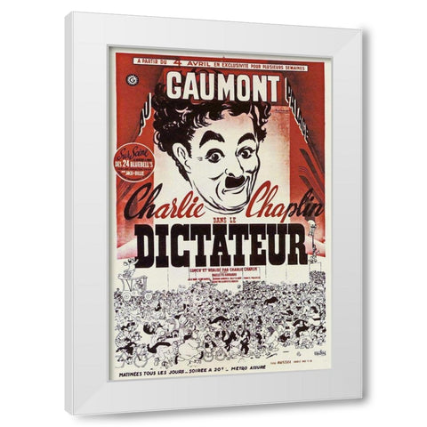 Charlie Chaplin - French - The Great Dictator, 1940 White Modern Wood Framed Art Print by Hollywood Photo Archive