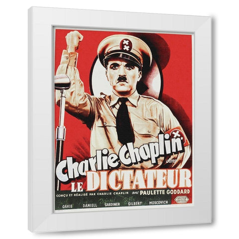 Charlie Chaplin - French - The Great Dictator, 1940 White Modern Wood Framed Art Print by Hollywood Photo Archive