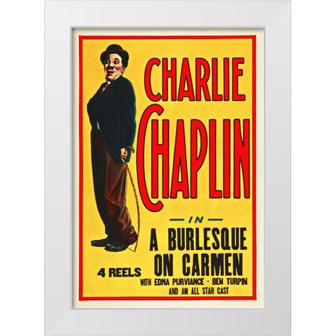 Charlie Chaplin - In a Burlesque on Carmen White Modern Wood Framed Art Print by Hollywood Photo Archive