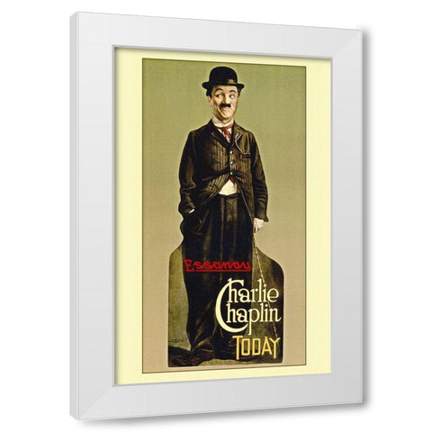 Charlie Chaplin - Stock White Modern Wood Framed Art Print by Hollywood Photo Archive