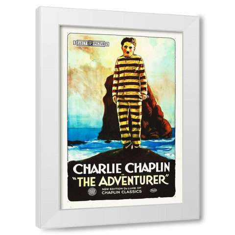 Charlie Chaplin - The Adventurer, 1915 White Modern Wood Framed Art Print by Hollywood Photo Archive