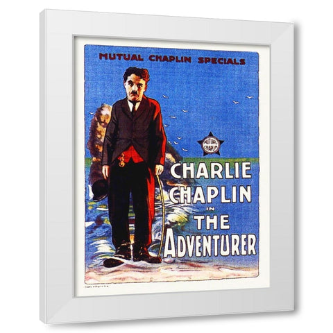 Charlie Chaplin - The Adventurer, 1917 White Modern Wood Framed Art Print by Hollywood Photo Archive