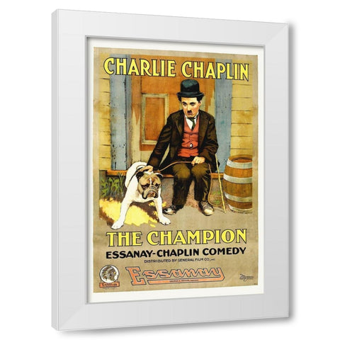 Charlie Chaplin - The Champion, 1919 White Modern Wood Framed Art Print by Hollywood Photo Archive