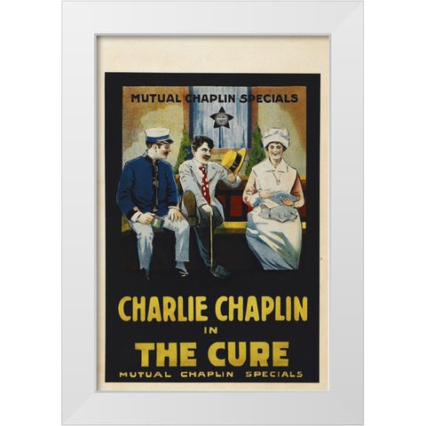 Charlie Chaplin - The Cure, 1917 White Modern Wood Framed Art Print by Hollywood Photo Archive