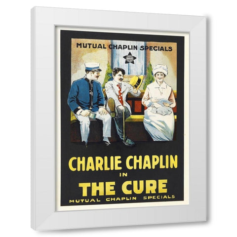 Charlie Chaplin - The Cure, 1917 White Modern Wood Framed Art Print by Hollywood Photo Archive