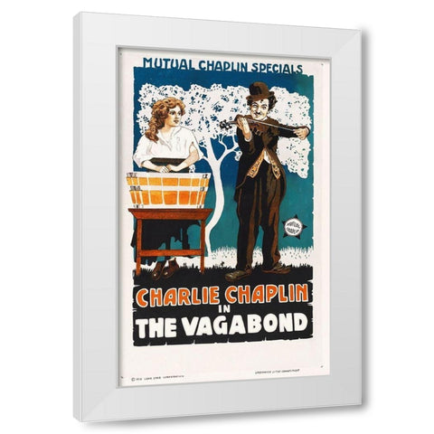 Charlie Chaplin - The Vagabond, 1916 White Modern Wood Framed Art Print by Hollywood Photo Archive
