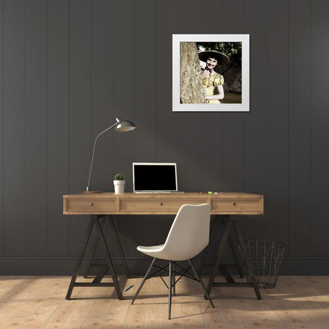 Audrey Hepburn White Modern Wood Framed Art Print by Hollywood Photo Archive