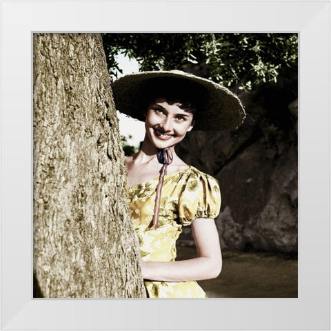 Audrey Hepburn White Modern Wood Framed Art Print by Hollywood Photo Archive