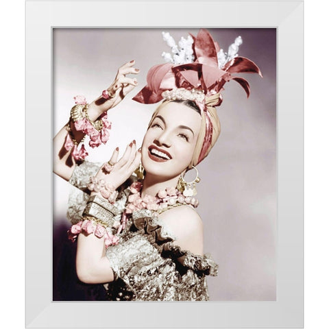 Carmen Miranda White Modern Wood Framed Art Print by Hollywood Photo Archive