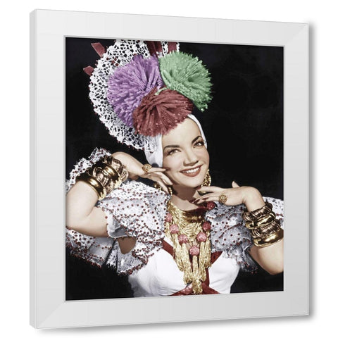 Carmen Miranda White Modern Wood Framed Art Print by Hollywood Photo Archive