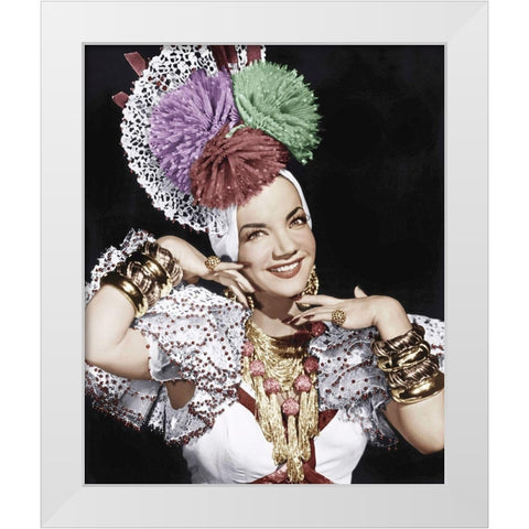 Carmen Miranda White Modern Wood Framed Art Print by Hollywood Photo Archive