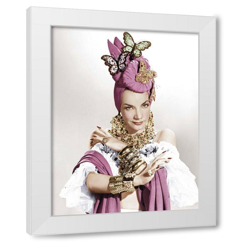 Carmen Miranda White Modern Wood Framed Art Print by Hollywood Photo Archive