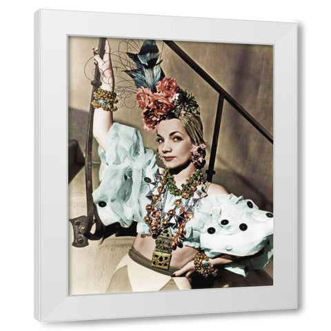 Carmen Miranda White Modern Wood Framed Art Print by Hollywood Photo Archive