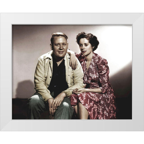 Charles Laughton with Elsa Lanchester White Modern Wood Framed Art Print by Hollywood Photo Archive