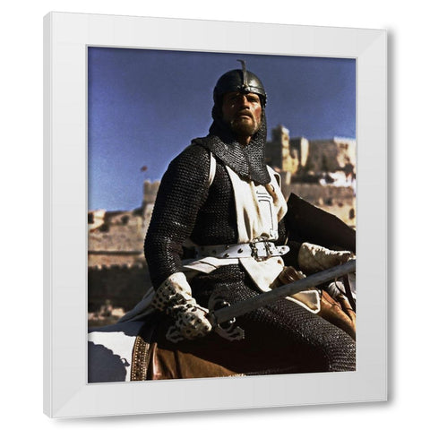 Charlton Heston White Modern Wood Framed Art Print by Hollywood Photo Archive