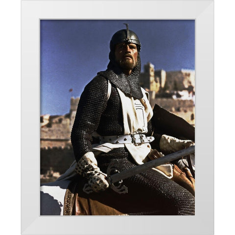 Charlton Heston White Modern Wood Framed Art Print by Hollywood Photo Archive