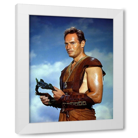 Charlton Heston White Modern Wood Framed Art Print by Hollywood Photo Archive