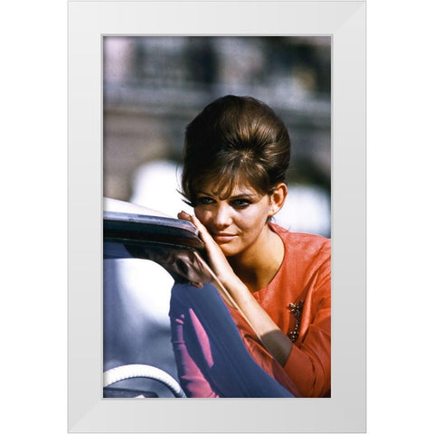 Claudia Cardinale White Modern Wood Framed Art Print by Hollywood Photo Archive