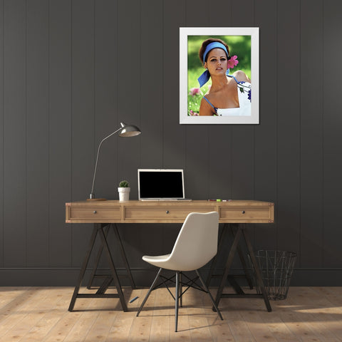 Claudia Cardinale White Modern Wood Framed Art Print by Hollywood Photo Archive