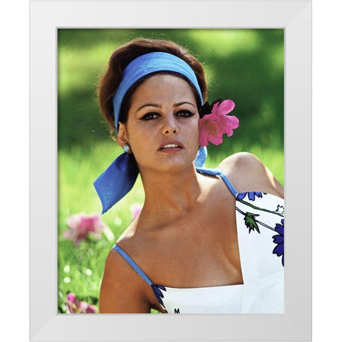 Claudia Cardinale White Modern Wood Framed Art Print by Hollywood Photo Archive