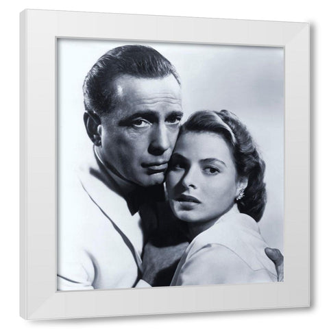 Humphrey Bogart with Ingrid Bergman - Casablanca White Modern Wood Framed Art Print by Hollywood Photo Archive