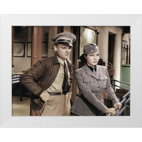 James Cagney - Ceiling Zero White Modern Wood Framed Art Print by Hollywood Photo Archive