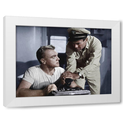 James Cagney - Mister Roberts White Modern Wood Framed Art Print by Hollywood Photo Archive
