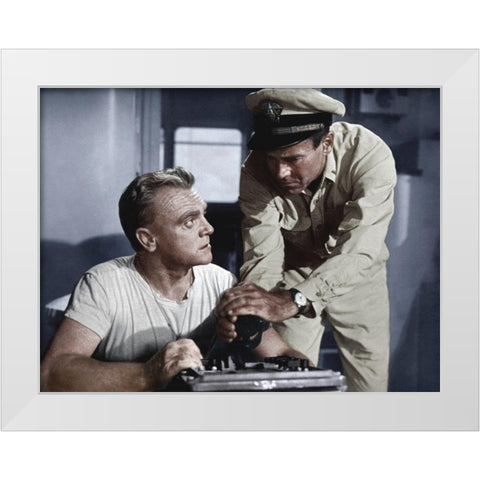 James Cagney - Mister Roberts White Modern Wood Framed Art Print by Hollywood Photo Archive
