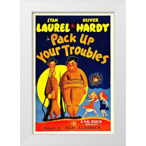 Laurel and Hardy - Pack Up Your Troubles, 1932 White Modern Wood Framed Art Print by Hollywood Photo Archive