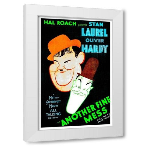 Laurel and Hardy - Another Fine Mess with Laurel and Hardy White Modern Wood Framed Art Print by Hollywood Photo Archive