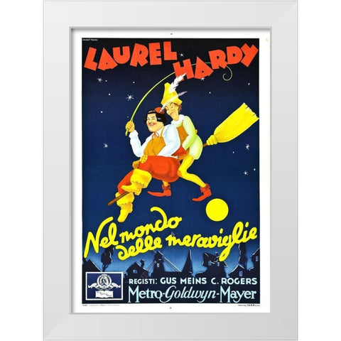 Laurel and Hardy - Italian - Babes in Toyland, 1934 White Modern Wood Framed Art Print by Hollywood Photo Archive