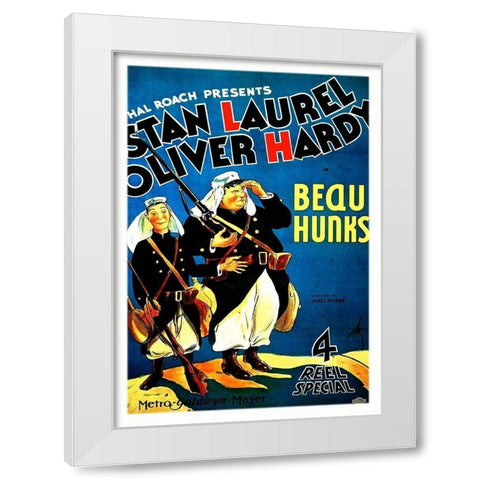 Laurel and Hardy - Beau Hunks, 1931 White Modern Wood Framed Art Print by Hollywood Photo Archive