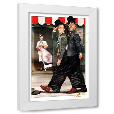 Laurel and Hardy - Ben Turpin White Modern Wood Framed Art Print by Hollywood Photo Archive