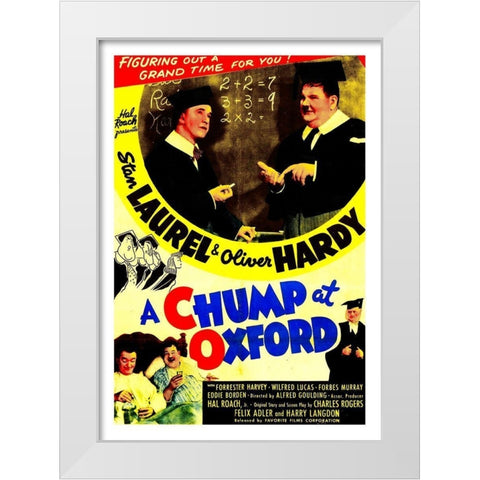 Laurel and Hardy - Chump at Oxford, 1940 White Modern Wood Framed Art Print by Hollywood Photo Archive