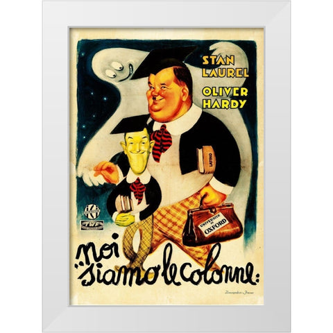Laurel and Hardy - Italian - Further Perils of Laurel and Hardy, 1931 White Modern Wood Framed Art Print by Hollywood Photo Archive